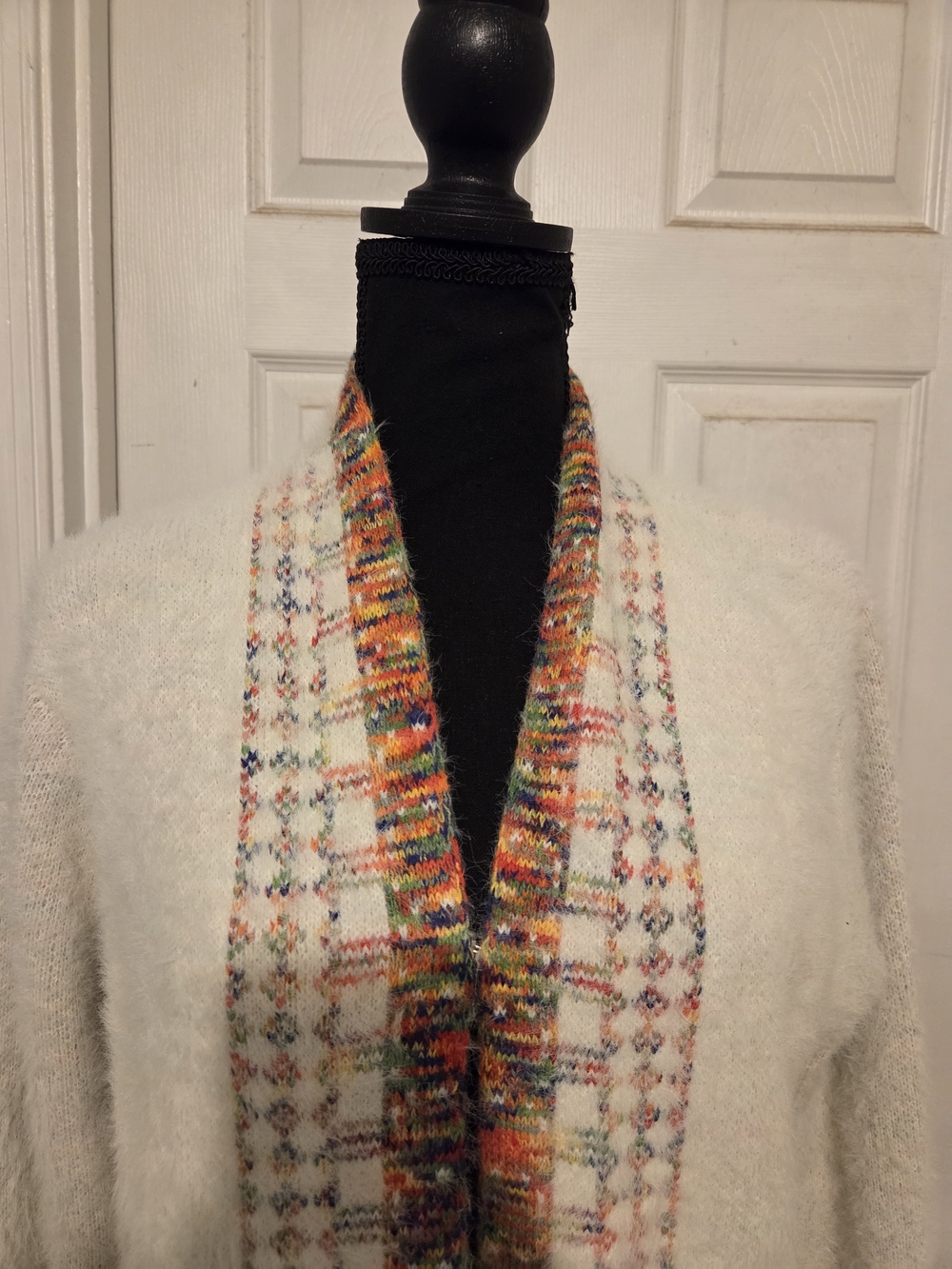 Cream Long Open-Front Fringe Knit Sweater Cardigan - Picture 2 of 7